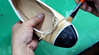 Process of restoring old CHANEL ballerina flat shoes Shoe restoration experts in Korea [upl. by Ennalorac]