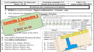 Contrôle 1 Semestre 1 SVT 1 Bac sc ex BIOF [upl. by Natica]