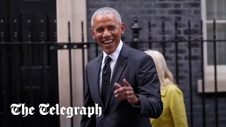 Former US president Barack Obama makes a surprise visit to Downing Street [upl. by Icnarf]