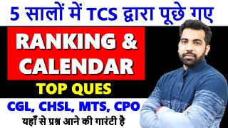 Ranking amp Calendar top questions asked by TCS 2018  2023 in SSC CGL CHSL CPO and MTS with PDF [upl. by Ennovart]