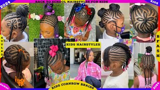 50 Kids Hairstyles for Girls kids Cornrow Braids Hairstyles kids Natural braids hairstyle Hairdo [upl. by Aehtorod]