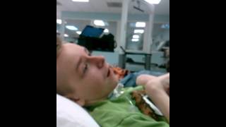 Kyle 9 months post Anoxic Brain Injury Occupational Therapy May 2014 [upl. by Ahsinehs]