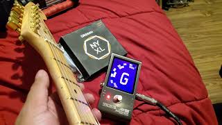 Tuning Stability DAddario NYXL Electric Guitar Strings amp Strobostomp HD [upl. by Jeannine]