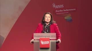 JusoBundeskongress 2016 in Dresden  Rede Andrea Nahles [upl. by Ledah862]