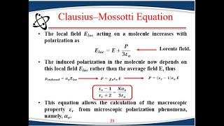 Clausius–Mossotti Equation Lecture 5 [upl. by Hoffert950]