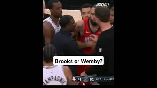 Brooks and Wemby 🫣😧 basketballshorts nba wemby brooks nbafight [upl. by Inhoj]