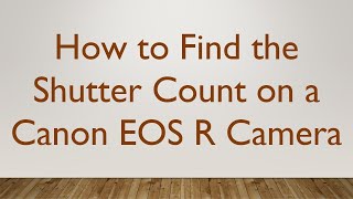 How to Find the Shutter Count on a Canon EOS R Camera [upl. by Janeva]