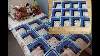 3D Mitered Granny Square CAL  Baby blue x 2 Ep 7 [upl. by Bowers]