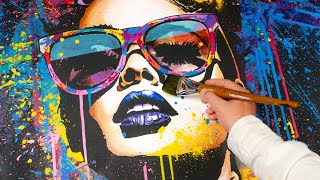 Fused Pop Art and Street Art Painting 🎨 Create a Stylish Acrylic Piece  Glamour In Chaos [upl. by Suicul]