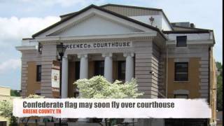 Confederate flag flying over Greene County Courthouse [upl. by Yecram]