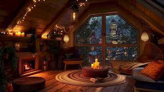 Peaceful attic vibes  Rainy night with soothing rain and crackling fireplace for quick deep sleep [upl. by Congdon]