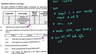 Question 3 Intermolecular Forces Grade 12 Physical Sciences P2 November 2024 [upl. by Anek]