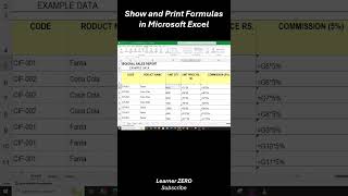 Show and Print Formulas in Excel Sheet Microsoft Excel Lesson excel learning microsoftexcel [upl. by Ydorb]