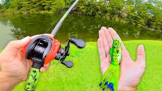 Fishing Topwater FROGS for GIANT Bass Bank Fishing [upl. by Anhavas]