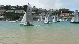 Salcombe Gin Merlin Rocket Week 2024 Wednesday Afternoon Race Start by Malcolm Mackley [upl. by Newbill]