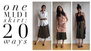 One Pleated Midi Skirt 20 Ways  How to Wear a Pleated Midi Skirt  Slow Fashion [upl. by Llevaj]