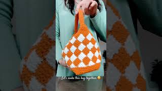 Checkered handbag with Entrelac or Tunisian stitch [upl. by Askwith535]