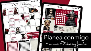 PLANEA CONMIGO OCTUBRE EN GOODNOTES 6  NUEVOS STICKERS GOTHIC DOLLS [upl. by Rodl]