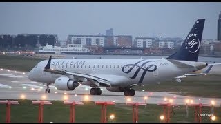 Alitalia quotEmbraer 190quot takeoff fromquotLondon City airportquot runway 09 [upl. by Landel]