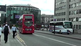 HD A variety of London Buses on Waterloo Bridge [upl. by Hildick841]