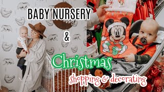 Baby nursery wallpaper amp Christmas shoppingdecorating  Logan amp Morgan [upl. by Nueoras]