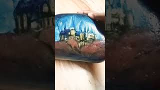 Hogwarts Castle painting on a rock✨🌌💙🌜harrypotter star hogwarts shorts [upl. by Tristas528]