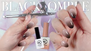 Black Ombre Airbrush Gel Nail Tutorial [upl. by Lenhard]