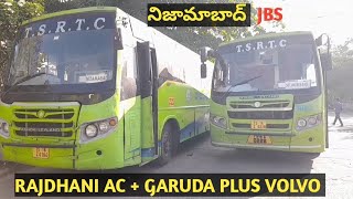 Nizamabad To JBS Buses Details in Telugu  Tsrtc Buses  Rajdhani AC amp Garuda Plus Volvo [upl. by Rramahs]