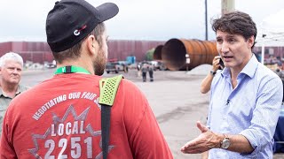 Trudeau has tense exchange with Algoma Steel worker in Ont [upl. by Asseneg]