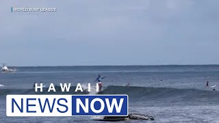 Hawaii surfers dominate longboard competition on Oahus south shore [upl. by Gayler]