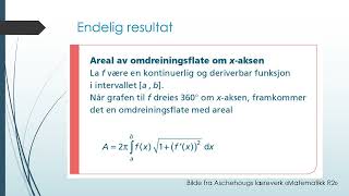 R2  Omdreiningslegeme  Areal av overflate [upl. by Illene715]