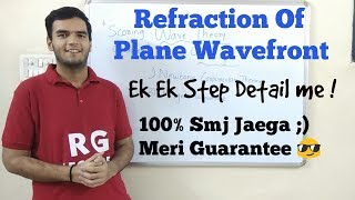 Refraction Of Plane Wavefront At Plane Surface Easy Hindi Explanation refraction [upl. by Tteve]