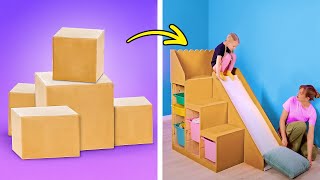 DIY Slide For Kids 📦🎢 And Other Cool Cardboard Hacks For Creative Parents [upl. by Zara601]