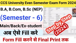 How to Fill CCS University Examination Form 202324  CCSU UG NEP Sem 6 Exam Form Fill Up 2024 [upl. by Nednerb]