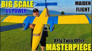 BIG SCALE XFly Twin Otter 18m PNP RC plane 6S power MAIDEN FLIGHT [upl. by Leta563]