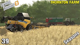 FIRST HARVEST WITH THE NEW COMBINE Thornton Farm Timelapse  FS19 Ep 39 [upl. by Craggie]