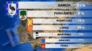 Dónde están los apellidos más comunes en España  Most common last names in Spain IGEOTV [upl. by Nonac]