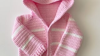 Pink Single Crochet Baby Sweater [upl. by Ahsiya]