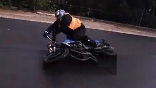 Biker crashes on a lesson read description first [upl. by Yanahc826]