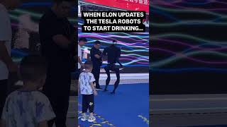 WHEN ELON UPDATES THE TESLA ROBOTS TO START DRINKING 😂😂😂 [upl. by Aidin593]