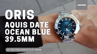 Unboxing Oris Aquis Date 3950mm Blue Dial 01 733 7732 415507 8 21 05PEB [upl. by Rehpotsirh650]