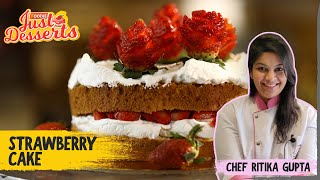 Homemade Strawberry Cake Recipe  How to Make Strawberry Cake  The Foodie [upl. by Nellie]