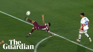 Argentinian forward scores sensational bicycle kick from outside the box [upl. by Idarb747]