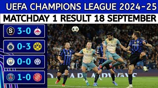 Macthday1 UEFA Champions League 202425 League Phase Results  Uefa champions league 202425 result [upl. by Fortna]