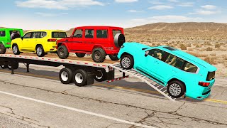 Flatbed Truck Mcqueen  Transportation with Truck  Pothole vs Car 203  BeamNGDrive [upl. by Carpenter332]