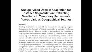 Unsupervised Domain Adaptation for Instance Segmentation Extracting Dwellings in Temporary Settlemen [upl. by Pollyanna]