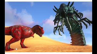 Alpha Rex vs Iceworm Queen and Lava Golem  ARK Survival Evolved  Cantex [upl. by Pauiie]