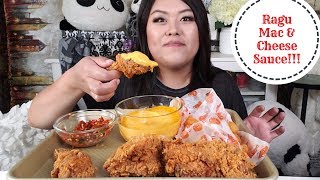 Popeyes Fried Chicken In Cheese Sauce I Spicy Pepper Dip I Cajun Tator Tots Mukbang [upl. by Rice]