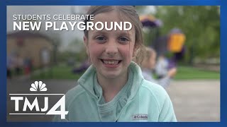 Richmond second grader thrilled over new playground created by community [upl. by Eseneg]