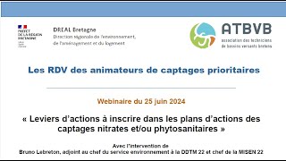 RDV AAC n°9  Leviers dactions dans les plans d’actions des captages nitrates etou phytosanitaires [upl. by Gery6]